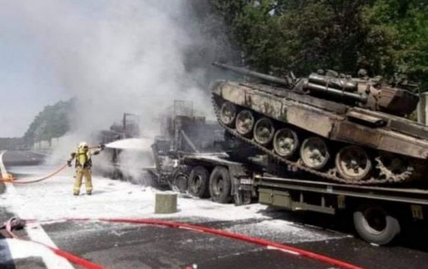 В Польше из-за ДТП сгорели танки