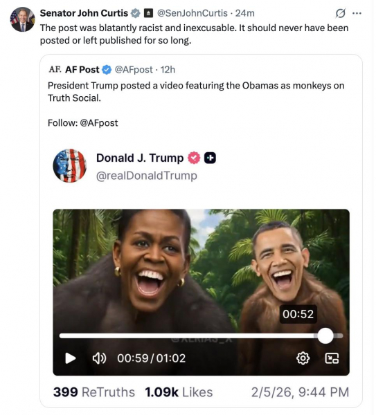 Трамп видалив зі своєї соцмережі скандальне відео з Бараком Обамою та його дружиною у вигляді мавп