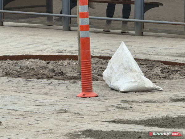 У центрі Вінниці після ремонту перекладають тротуарну плитку