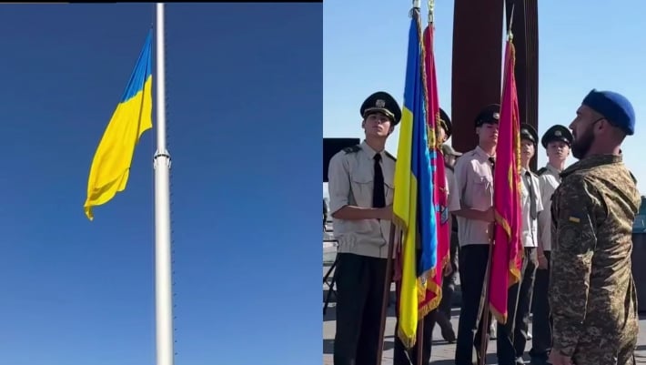 Сине-желтый флаг над свободным Запорожьем: на Хортице подняли Государственный флаг Украины